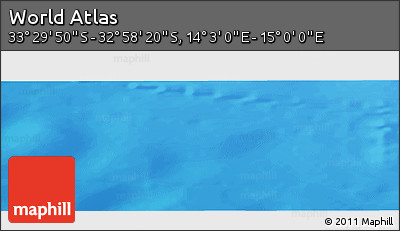Physical Panoramic Map of the Area around 33° 14' 5" S, 14° 31' 30" E