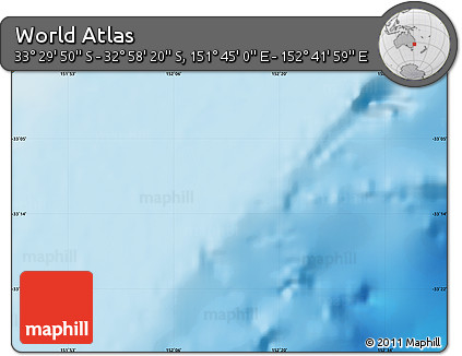 Physical Map of the Area around 33° 14' 5" S, 152° 13' 29" E