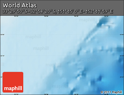 Physical Map of the Area around 33° 14' 5" S, 152° 13' 29" E