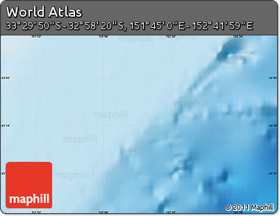 Physical Map of the Area around 33° 14' 5" S, 152° 13' 29" E