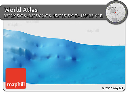 Physical Panoramic Map of the Area around 33° 14' 5" S, 153° 4' 29" E