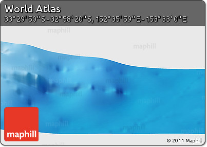 Physical Panoramic Map of the Area around 33° 14' 5" S, 153° 4' 29" E