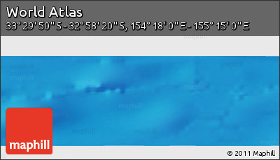 Physical Panoramic Map of the Area around 33° 14' 5" S, 154° 46' 30" E