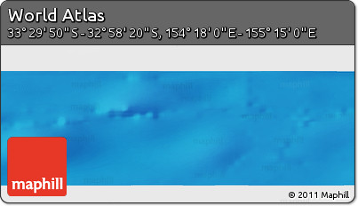 Physical Panoramic Map of the Area around 33° 14' 5" S, 154° 46' 30" E