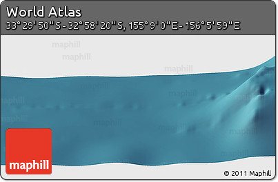 Satellite Panoramic Map of the Area around 33° 14' 5" S, 155° 37' 30" E