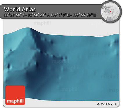 Satellite 3D Map of the Area around 33° 14' 5" S, 156° 28' 29" E