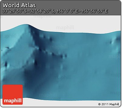 Satellite 3D Map of the Area around 33° 14' 5" S, 156° 28' 29" E