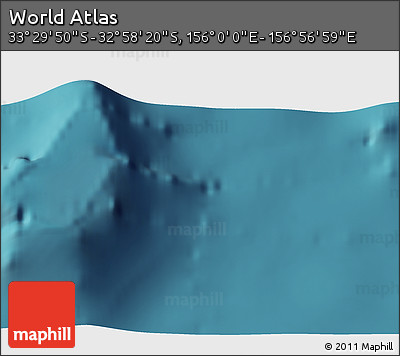 Satellite 3D Map of the Area around 33° 14' 5" S, 156° 28' 29" E