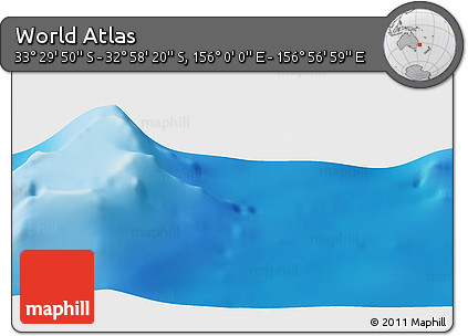 Physical Panoramic Map of the Area around 33° 14' 5" S, 156° 28' 29" E