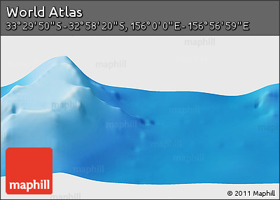 Physical Panoramic Map of the Area around 33° 14' 5" S, 156° 28' 29" E