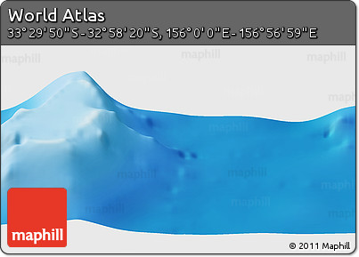 Physical Panoramic Map of the Area around 33° 14' 5" S, 156° 28' 29" E