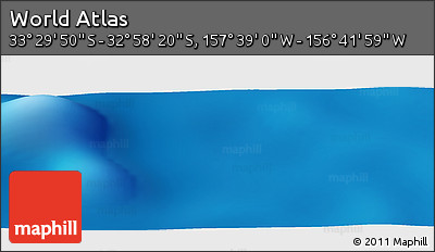 Physical Panoramic Map of the Area around 33° 14' 5" S, 157° 10' 30" W
