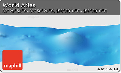Physical Panoramic Map of the Area around 33° 14' 5" S, 159° 1' 30" E
