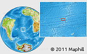 Physical Location Map of the area around 33° 14' 5" S, 15° 13' 29" W