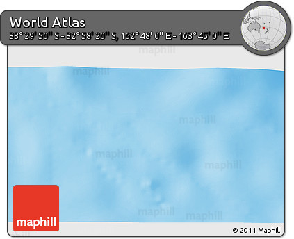 Shaded Relief 3D Map of the Area around 33° 14' 5" S, 163° 16' 30" E