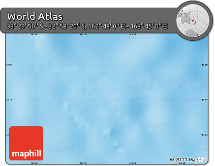 Physical Map of the Area around 33° 14' 5" S, 163° 16' 30" E