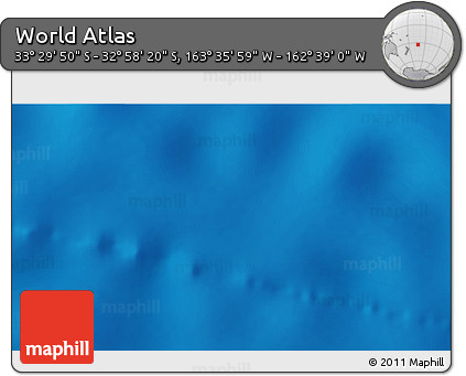 Physical 3D Map of the Area around 33° 14' 5" S, 163° 7' 30" W