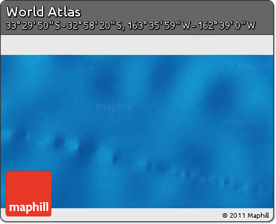 Physical 3D Map of the Area around 33° 14' 5" S, 163° 7' 30" W