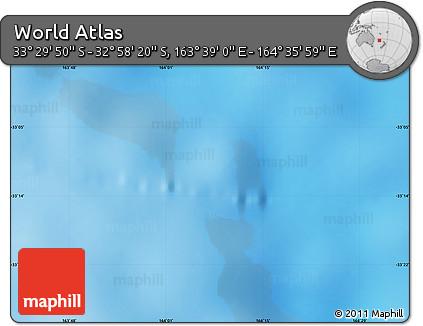 Physical Map of the Area around 33° 14' 5" S, 164° 7' 30" E