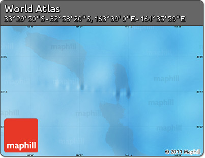 Physical Map of the Area around 33° 14' 5" S, 164° 7' 30" E