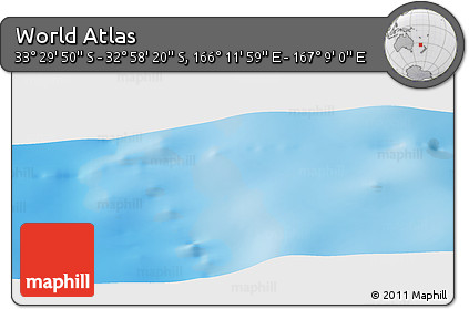 Physical Panoramic Map of the Area around 33° 14' 5" S, 166° 40' 30" E