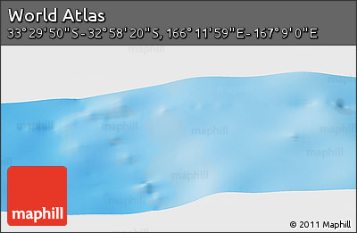Physical Panoramic Map of the Area around 33° 14' 5" S, 166° 40' 30" E