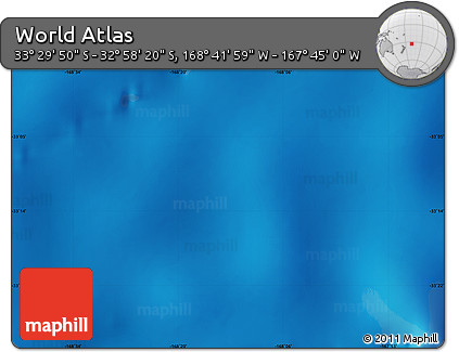 Physical Map of the Area around 33° 14' 5" S, 168° 13' 29" W