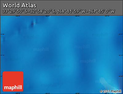 Physical Map of the Area around 33° 14' 5" S, 168° 13' 29" W