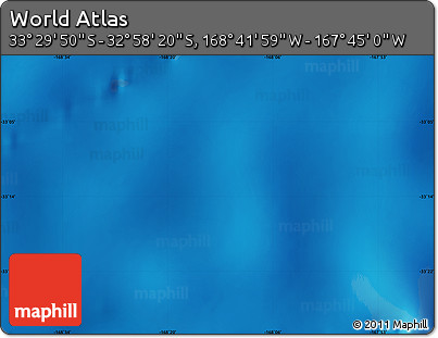 Physical Map of the Area around 33° 14' 5" S, 168° 13' 29" W
