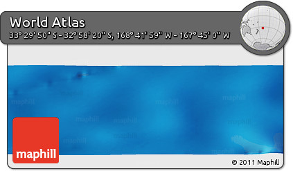 Physical Panoramic Map of the Area around 33° 14' 5" S, 168° 13' 29" W