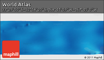 Physical Panoramic Map of the Area around 33° 14' 5" S, 168° 13' 29" W