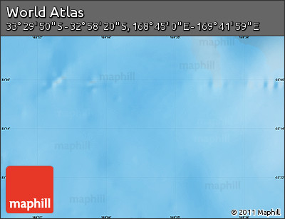 Physical Map of the Area around 33° 14' 5" S, 169° 13' 29" E