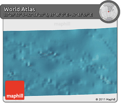 Satellite 3D Map of the Area around 33° 14' 5" S, 16° 13' 30" E