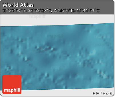 Satellite 3D Map of the Area around 33° 14' 5" S, 16° 13' 30" E