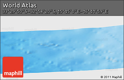 Physical Panoramic Map of the Area around 33° 14' 5" S, 16° 13' 30" E