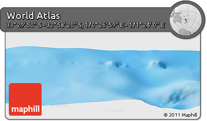 Physical Panoramic Map of the Area around 33° 14' 5" S, 170° 55' 30" E