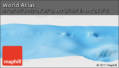 Physical Panoramic Map of the Area around 33° 14' 5" S, 170° 55' 30" E