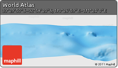 Physical Panoramic Map of the Area around 33° 14' 5" S, 170° 55' 30" E