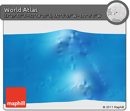 Physical 3D Map of the Area around 33° 14' 5" S, 171° 37' 30" W