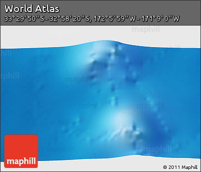 Physical 3D Map of the Area around 33° 14' 5" S, 171° 37' 30" W