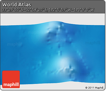 Physical 3D Map of the Area around 33° 14' 5" S, 171° 37' 30" W
