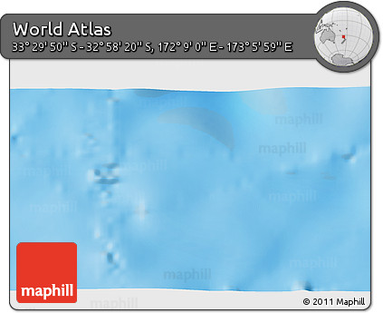 Physical 3D Map of the Area around 33° 14' 5" S, 172° 37' 30" E