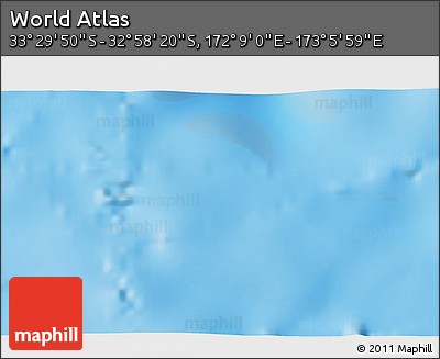 Physical 3D Map of the Area around 33° 14' 5" S, 172° 37' 30" E
