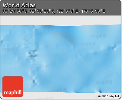 Physical 3D Map of the Area around 33° 14' 5" S, 172° 37' 30" E