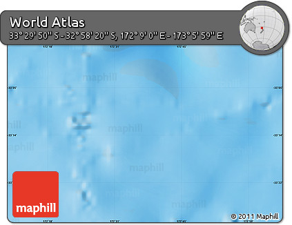 Physical Map of the Area around 33° 14' 5" S, 172° 37' 30" E