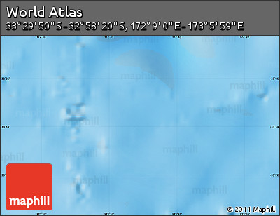 Physical Map of the Area around 33° 14' 5" S, 172° 37' 30" E