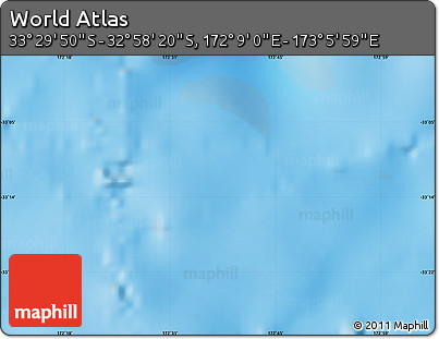 Physical Map of the Area around 33° 14' 5" S, 172° 37' 30" E
