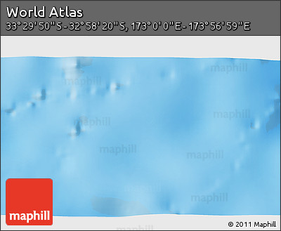 Physical 3D Map of the Area around 33° 14' 5" S, 173° 28' 29" E