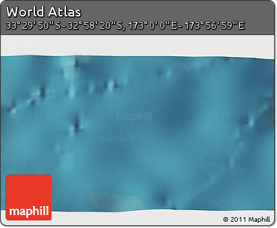 Satellite 3D Map of the Area around 33° 14' 5" S, 173° 28' 29" E