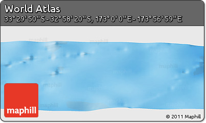 Physical Panoramic Map of the Area around 33° 14' 5" S, 173° 28' 29" E